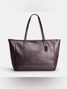 Coach New York Black Saffiano Leather Tote Shoulder Bag